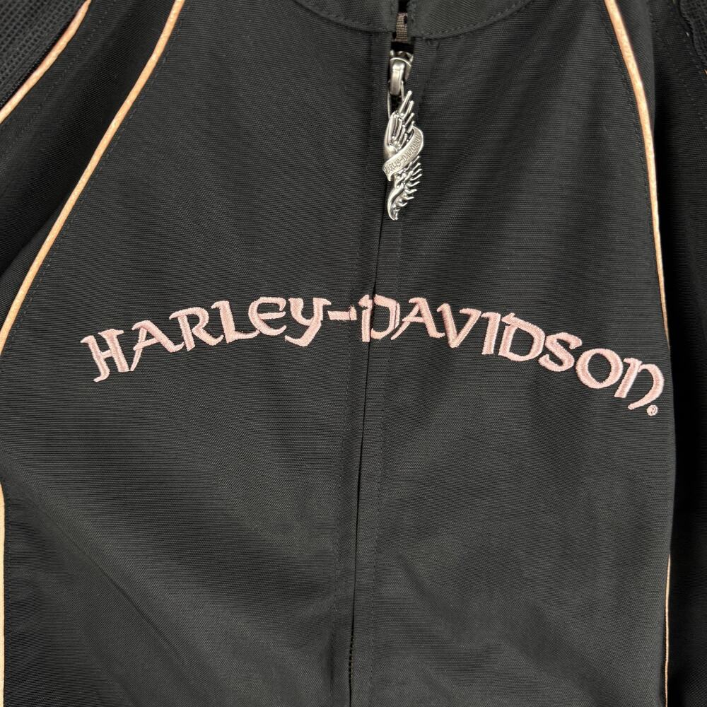 Harley-Davidson Jacket Womens XL Black Mesh Embroidered Motorcycle Riding Zip - Picture 8 of 12